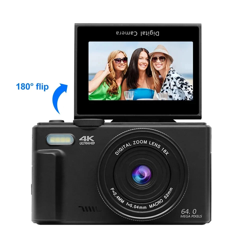 Cámara digital 4K para fotografía con pantalla giratoria