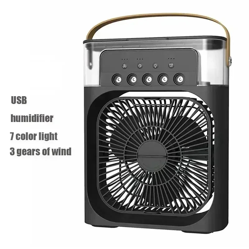 Humidificador Portátil, Ventilador 3 en 1, minienfriador de aire para el hogar, luz LED nocturna,
